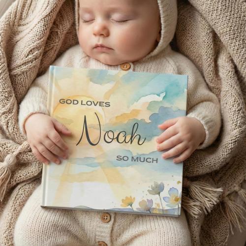 Personalized Christian Baby Boy Book, Baptism Gift for Boy, God Loves You Story with Name, Christening Keepsake