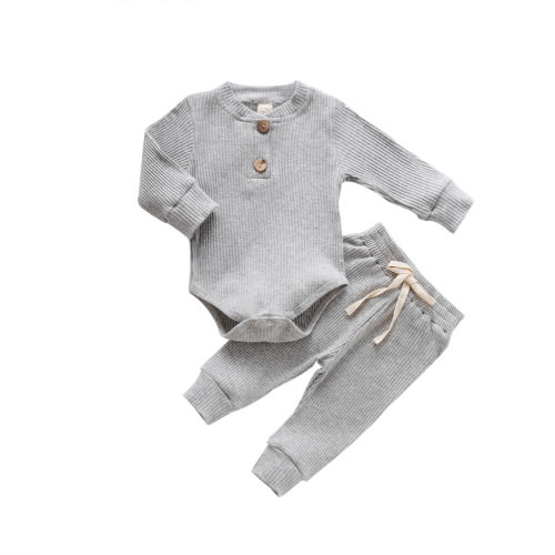 jaweiw Newborn Baby Girl Boy Fall Clothes 3 6 12 18 24 Months Outfits Long Sleeve Knitted Cotton Romper  Pants Infant Winter Sets