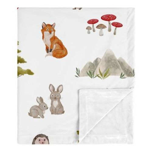 Sweet Jojo Designs Boy Girl Gender Neutral Unisex Baby Receiving Security Blanket Watercolor Woodland Forest Animals Orange Green and Brown