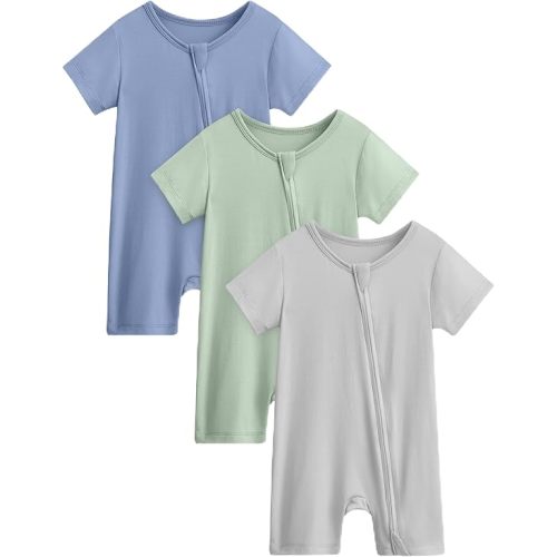 Yoofoss Baby Boy and Girl Romper Rayon Made from Bamboo Short Sleeve Newborn Summer Clothes 2-Way Zipper,Soft Breathbale