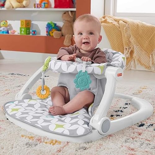 Fisher-Price Portable Baby Chair Sit-Me-Up Floor Seat With Developmental Toys & Machine Washable Seat Pad, Starlight Bursts