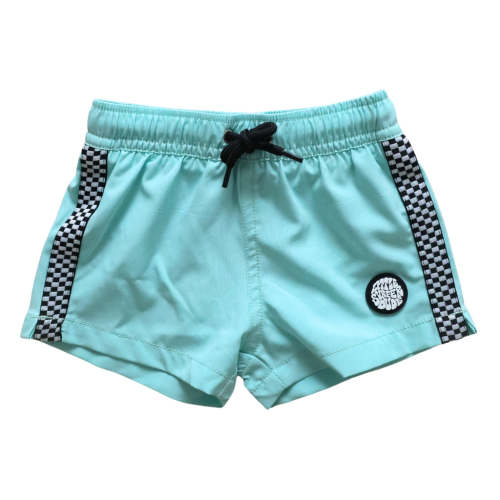 Checkered Stripe BLUE Little Surfer Dude Swim Trunks