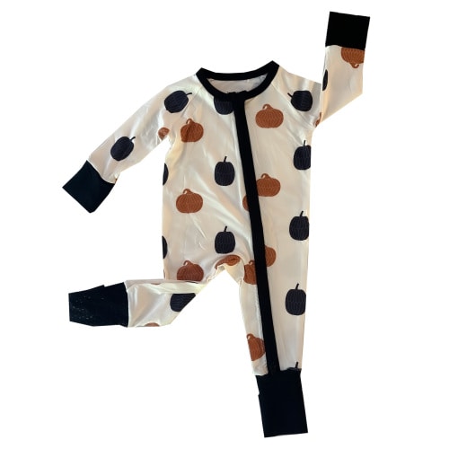 Modern Pumpkins Zippered Baby & Toddler Romper | TENCEL™ Modal – Tiny Knot Co.