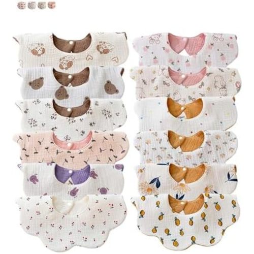 Muslin Baby Bibs for Drooling and Teething Newborn Drool Bibs for Baby Girl Boy