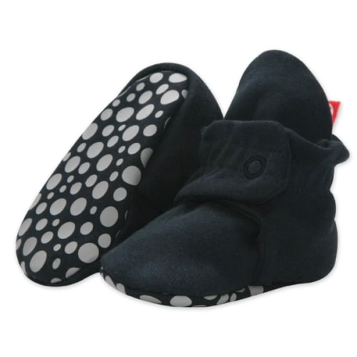 Zutano Cotton Gripper Stay-On Baby Bootie Slipper - Black