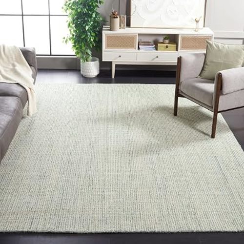 SAFAVIEH Area Rug 8x10 - Abstract Collection - Large - Green & Ivory, Handmade Wool, Ideal for Living Room, Bedroom, Office, Dining Space (ABT484Y)
