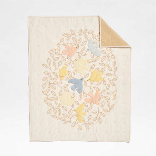 Birdie Blossoms 100% Organic Cotton Baby Crib Quilt
