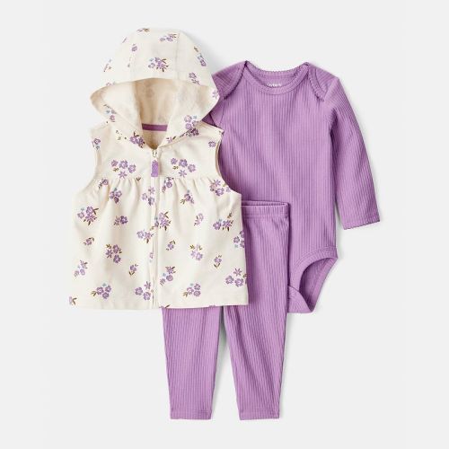 Baby Girl Carter's 3-pc. Floral Vest, Long Sleeve Bodysuit & Leggings Set