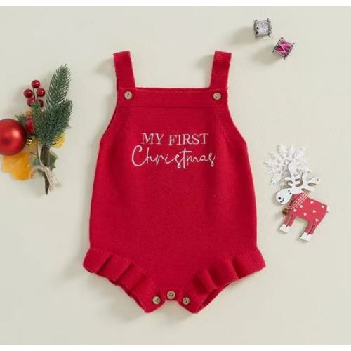 My First Christmas Knitted Romper