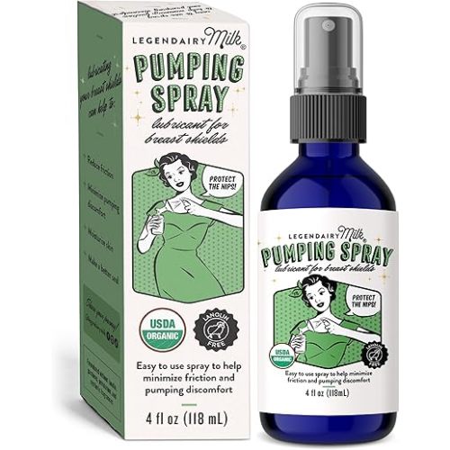 Legendairy Milk Pumping Spray 4 oz., Helps Sore Nipples & Clogged Ducts, Organic Lubricant for Breast Shields and Flanges, Vegan Breast Pump Spray, Natural & Lanolin-Free, Made in USA