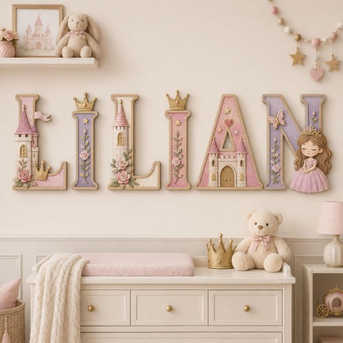 Personalized Princess Name Sign, Princess Nursery Decor, Girls Room Wall Decor, Custom Name Wall Art, Fairy Tale Bedroom Decor, Castle Sign