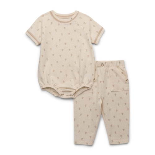 easy-peasy Baby Girl or Boy Newborn Outfit Set, 2-Piece French Terry Bodysuit and Pants with Pockets, Neutral Baby Clothes, Sizes 0M–24M