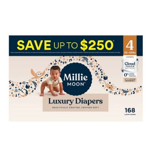 Millie Moon Luxury Diapers - Size 4 - 168ct
