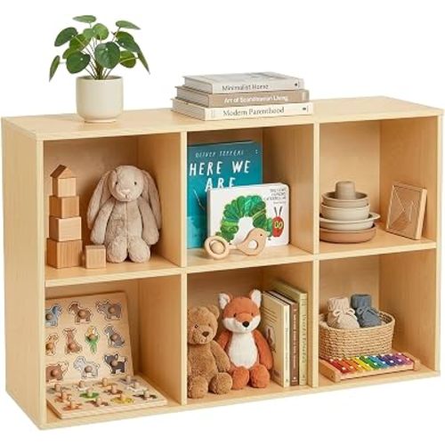 OOOK 6 Cube Storage Organizer, Horizontal or Vertical Orientation Montessori Bookshelf, Kids Bookshelf and Toy Storage for Kids Room, Playroom, Nursery, Classroom, Kindergarten (Basket not Included​)
