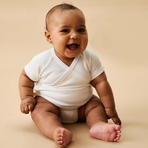 Short Sleeve Kimono Bodysuit White / 0-3