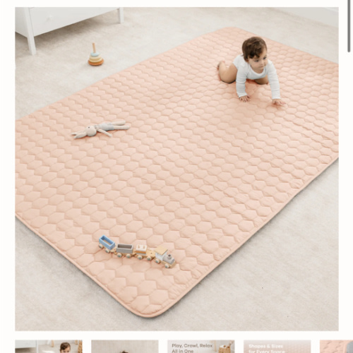 Play Mat with Non-Slip Bottom in Blush – Comfy Cubs