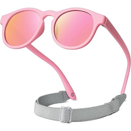 RIVBOS Baby Wrap Polarized UV400 Sunglasses - Soft Frame with Secure Strap for Infant and Newborn (0-24 Months) RBK070