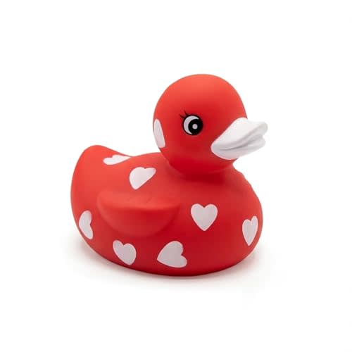 3" Rubber Duck [Squeaky, with Hole] - Baby Safe Bathtub Bathing Toy - Valentines Sweetheart Rubber Duck
