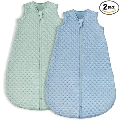 Yoofoss Fleece Baby Sleep Sack 0-6 Months with Plush Dots, TOG 1.5 Baby Wearable Blanket with 2-Way Zipper, Cotton Toddler Sleep Sack Fleece