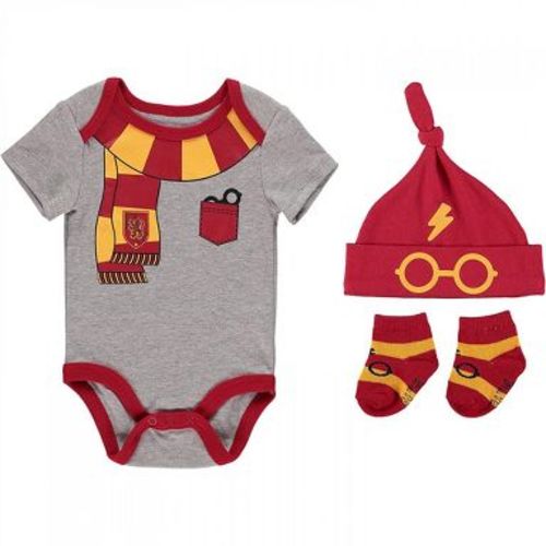 Kids Harry Potter Gryffindor 3-Piece Bodysuit Gift Set - 0-3 Months