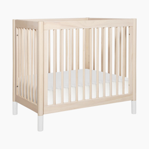 babyletto Gelato 4-in-1 Convertible Mini Crib - Washed Natural Finish With White Feet