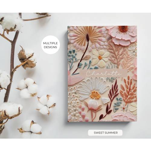 Wildflower Hardcover Personalized Journal, Customized Notebook for Women