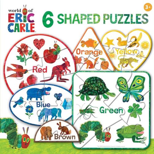 Masterpieces Eric Carle Colors 6-Pack Mini Shaped Jigsaw Puzzles - Portable, Problem Solving