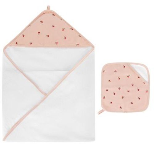 Ely's & Co. Hooded Towel & Washcloth Pink Cherries 2 Pack