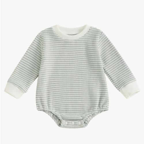 VISGOGO Unisex Baby Boy Girl Romper Waffle Newborn Infant Onesie Clothes Long Sleeve Bubble Oversized Romper Bodysuit Top