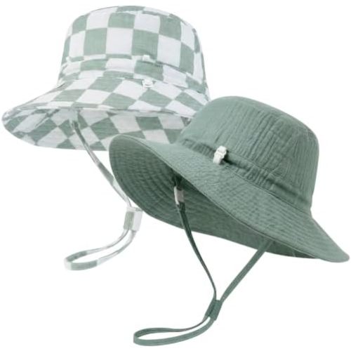 Play Tailor 2 Pack Newborn Baby Sun Hat Breathable Muslin Cotton Cap 0-24M