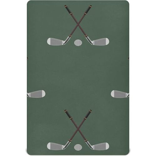 Crossed Golf Clubs Crib Sheets Soft Breathable Fitted Baby Crib Sheets Mattress Cover for Girls Boys, 52" x 28" x 9"