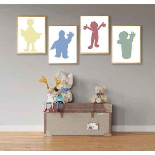 Sesame Street Muted Silhouette Digital Print Set