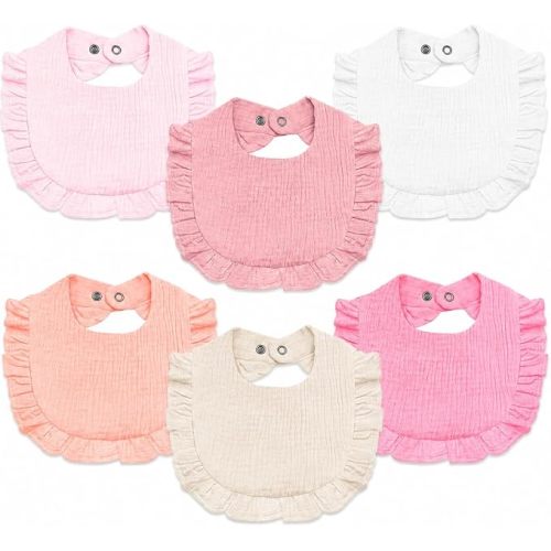 NISXABEBE Baby Muslin Bibs,6 Pcs Drool Bandana Bibs for Baby Girl Drooling and Teething,Soft and Absorbent Cotton for Newborn