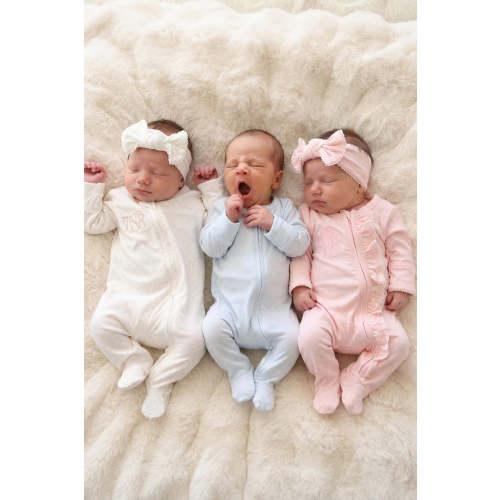 Picot Trim Bamboo Zipper Footie | Baby Pink