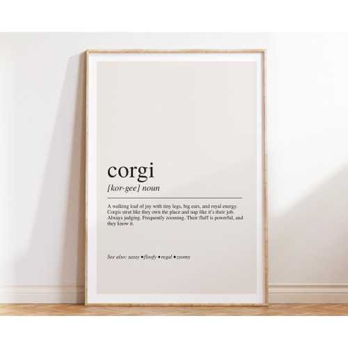 Corgi Definition Print: Dog Lover Wall Art