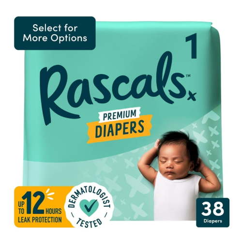 Rascal + Friends Premium Diapers for Little Newborn Baby (Choose Your Size & Count)