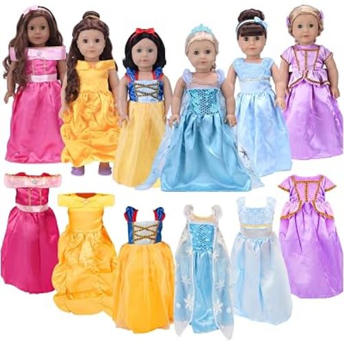 American 18 inch Doll Clothes Accessories -6Sets Different Princess Costume