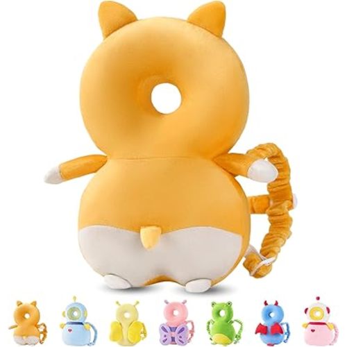 JunNeng Baby Head Protector Backpack, Toddler Walking Fall Head Protection, Orange Cogri