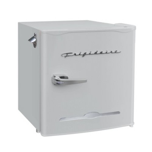 Frigidaire 1.6 cu ft Retro Fridge With Side Bottle Opener Moonbeam: Compact Dorm & Skincare Refrigerator-Freezer, Manual Defrost