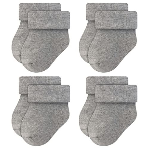 RATIVE Newborn Baby Socks 0-6,6-12 Months Terry Turn Cuff Socks for Boys Girls