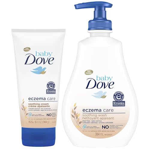 Dove Baby Skin Care Bundle – Colloidal Oatmeal Derma Care Soothing Wash and Eczema Relief Calming Cream, Fragrance Free (2 Piece Set)