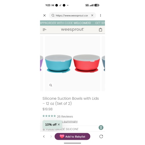 Silicone Suction Bowls with Lids – 12 oz (Set of 2)