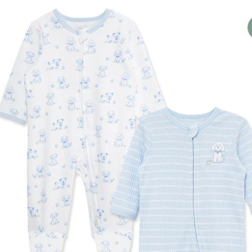 Peppy Puppies 2-Way-Zip Footies (2-Pack)