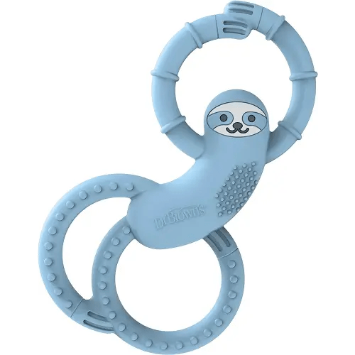 Dr. Brown's Flexees Teether, Blue Sloth, Soft 100% Silicone Baby Teether, BPA Free, 3m+, 1 Pack