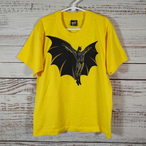 Vintage Kids Tee Shirt / Batman Iron On Handmade / Kids Top / 1990s 90s / Graphic Medium 10 12