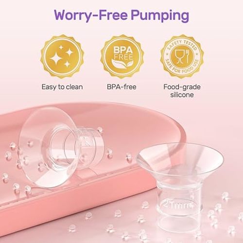 Nuliie Silicone Flanges Insert Replacement Kit, Flange Sizing Kit for Electric Breast Pumps, Pumping Essentials for Moms, 13/15/17/19/21mm for 24mm Flange/Shield, 10PCS