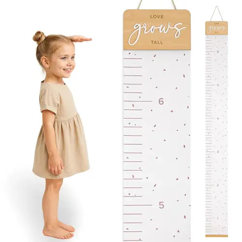 Beautiful Growth Chart for Wall - Cute Height Chart to Easily Track Your Kids' Growth and Milestones - Essential Baby and Toddler Playroom Decor That is Great for Gifting and Creates Lasting Memories