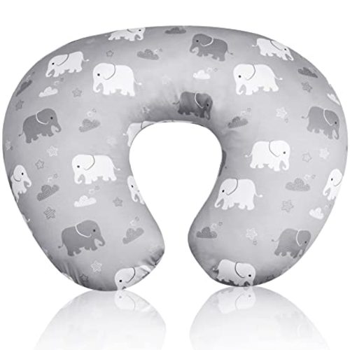 Nursing Pillow Cover, Elephant Breastfeeding Pillow Slipcover for Baby Boys & Girls, Animal Nursing Pillow Case for Newborn, Soft Fabric Fits Snug On Infant, Washable & Breathable (ONLY COVER)