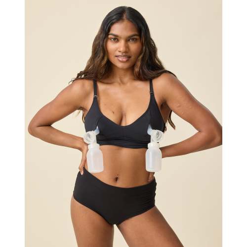Storq Comfort Zone Pumping & Nursing Bra Wireless For Pregnancy & Breastfeeding | Black – Kindred Bravely