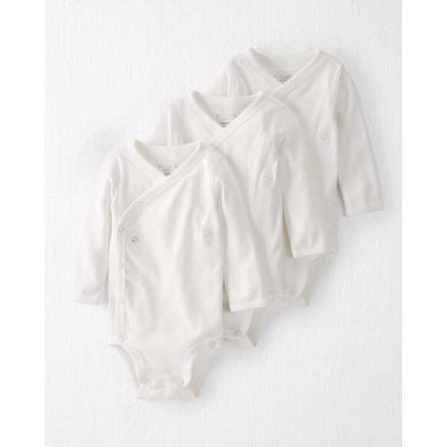 Baby 3-Pack Organic Cotton Snap Bodysuits - Light Cream - 9M